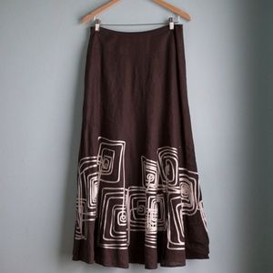 Carlisle 100% Linen Brown A-Line Skirt
